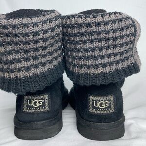 UGG Black and Gray Knit Cozy Boots